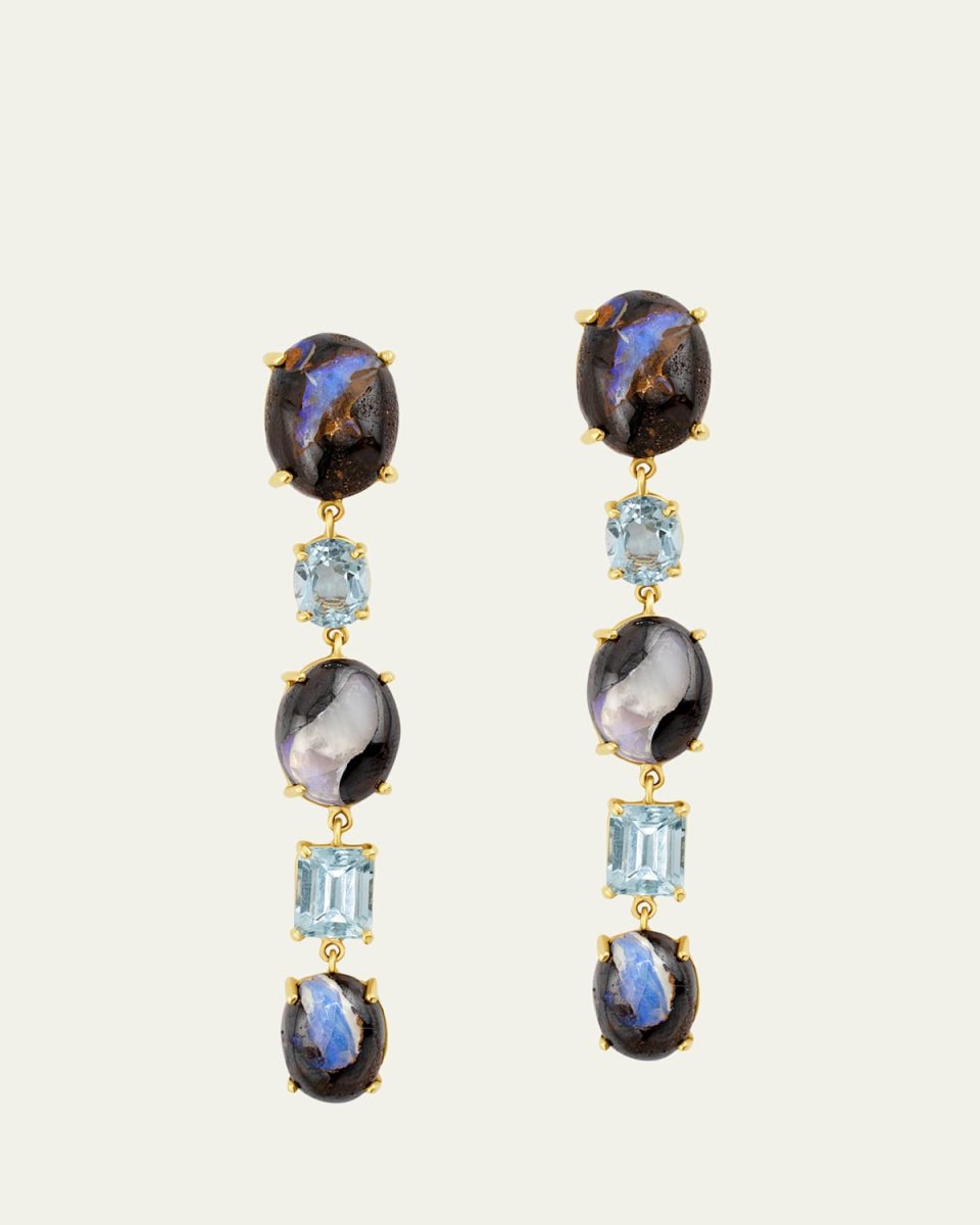 Treasure Opal and Aquamarine Drop Earrings